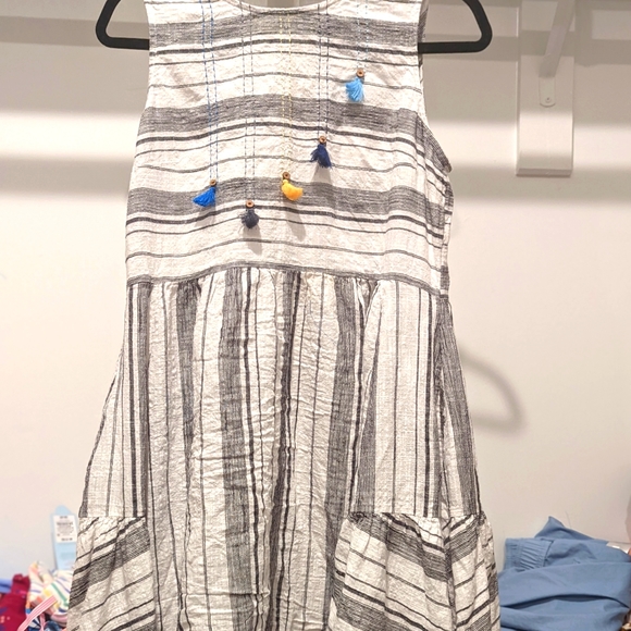 Indian Branded Asymmetrical Pure linen midi Dress with side pockets - Picture 2 of 5